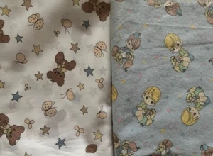 EUC VINTAGE PRECIOUS MOMENT BY SPECTRIX BABY QUILT TOP & BACKING 61" & 42" BY 44 - Picture 1 of 3