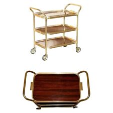 MID CENTURY MODERN ROSEWOOD BRASS CIRCA 1950'S DRINKS TROLLEY TRAY TABLE TOP