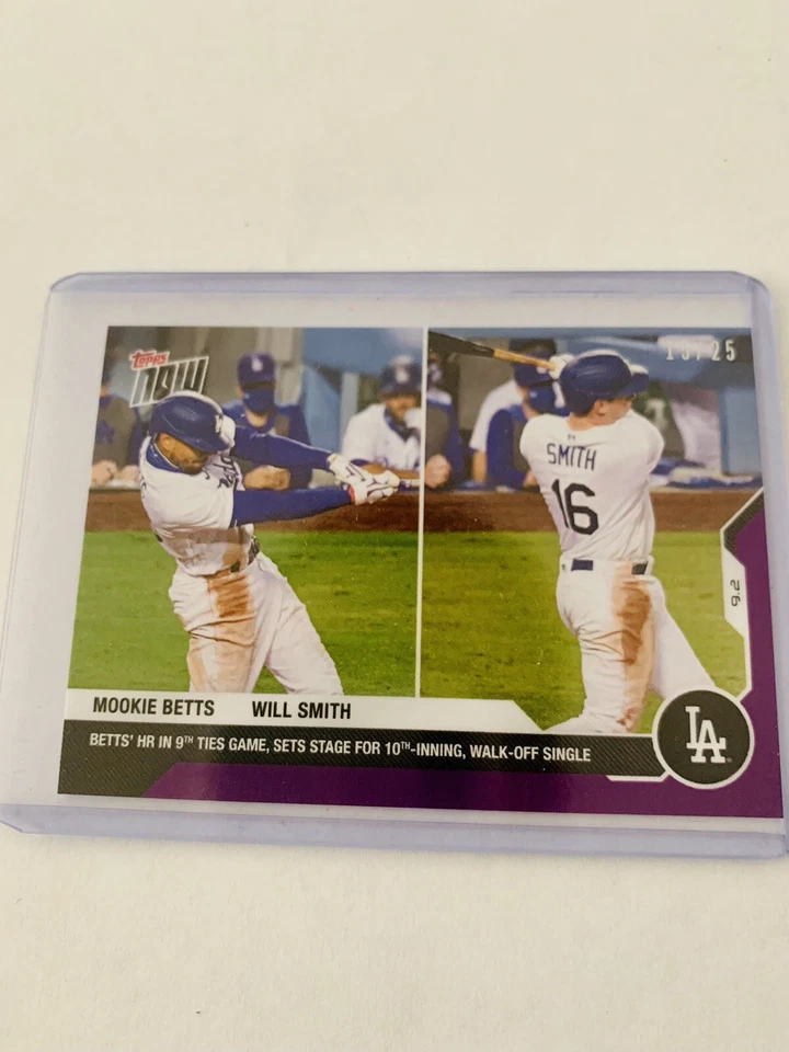 2020 Topps NOW Purple Parallel #203 Mookie Betts / Will Smith 15/25 PR 509 - Image 1 of 2