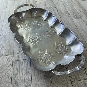 VTG Pressed Aluminum Rectangle Tray With Thumbprint Handle 15" x 8" - Picture 1 of 10