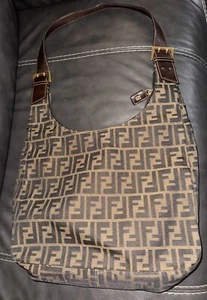 Authentic Vintage FENDI Chef Brown FF Zucca Logo Hobo Shoulder Bag Large - Picture 1 of 17