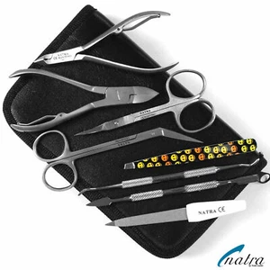 Manicure Pedicure Gift Pouch Set Nails Care Cuticle Pusher Scissors Tweezer File - Picture 1 of 12
