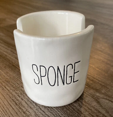 Mud Pie White Bistro Kitchen Sponge Caddy Holder Ceramic - Image 1 of 4