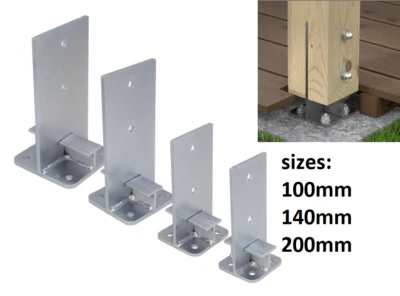 HEAVY DUTY GALVANISED BOLT DOWN INTERNAL POST SUPPORT FENCE T-BAR BASE FOOT  - Image 1 of 4