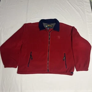 Vintage Eddie Bauer Jacket Mens Large Red Full Zip Fleece Ebtek Outdoors 90s - Picture 1 of 10
