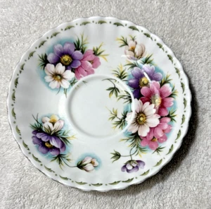 Royal Albert Cosmos Saucer Pink Roses Montrose Shape Gold Trim 5 1/2" W England - Picture 1 of 14