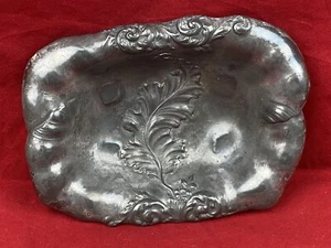 Antique C.1900 SilverPlate Candy Dish  ~ Floral Design  7" x 5 1/8" Trinkets - Picture 1 of 7