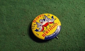 Vintage Happy Birthday He Careth for You Collector Lapel Pin Button Bird Graphic - Picture 1 of 3