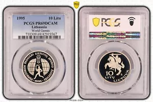 1995 Lithuania 10 Litu --TOP POP - PCGS PR69DCAM-World Games-- - Picture 1 of 3