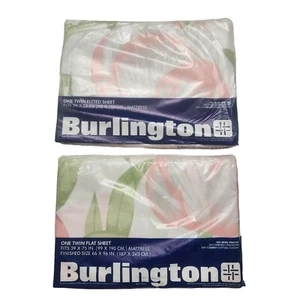 Neu Burlington Twin Flach und Spannbettlaken Set 66 x 96 Tulpenzeit Made in USA - Bild 1 von 7