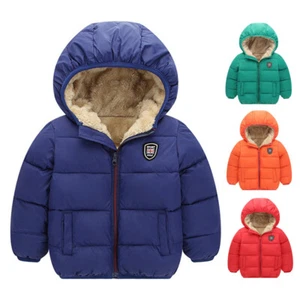 Baby Boy Girl Kids Winter Warm Long Sleeve Hooded Coat Outerwear Jacket Clothes - Picture 1 of 15