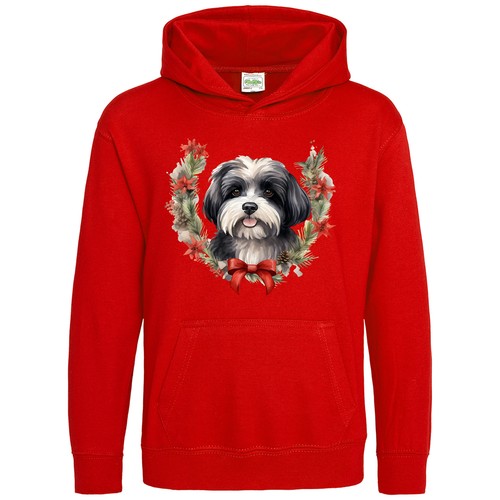 VETEMENTS Felpa con cappuccio corona di Natale Havanese per bambini cane che cammina animali proprietari animale domestico Natale...