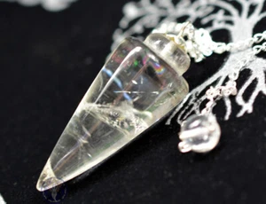 Pendule quartz transparent divination radiesthésie trouver objets perdus tableau spirituel - Photo 1 sur 3