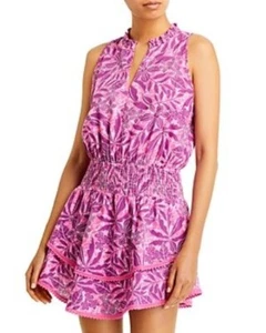 Aqua Dress Womens XL Purple and Pink Floral Print Mini Sheath Linen Blend - Picture 1 of 1