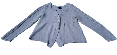 Suéter para mujer Basic Editions pequeño gris tejido con cable cárdigan botón delantero Foto 1 de 4