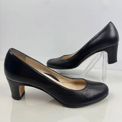Taryn Rose Black Leather Block Heel Pumps Made in Italy Women Sz EU 35.5 US 5.5 - Image 1 of 4