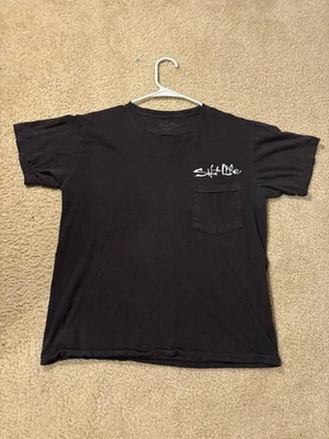 Salt Life Dive Flag Skull T-Shirt Mens Small Black Graphic Tee Live Salty Logo — 第 1/4 张图片