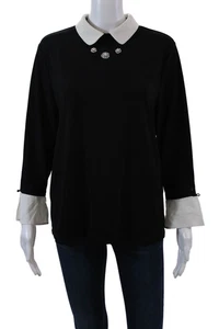 Camicetta pullover Karl Lagerfeld donna manica lunga colletto nero taglia M - Foto 1 di 8