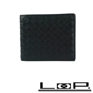 Cartera plegable Bottega Veneta Intre Chart usada de cuero negra 193642 caja 299094 8 - Imagen 1 de 10