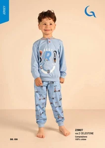 Pigiama da bambino lungo in jersey di cotone Gary Z20027-30027 - Picture 1 of 2