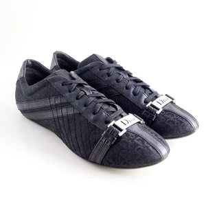 Zapatillas Dior Galliano 41 EE. UU. 11 Mujer Cuero Negro Lona Oblicua Entrenadores Y2K - Imagen 1 de 14