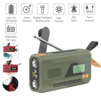AM/FM/DAB Solar Crank Torch Portable Outdoor SOS Emergency USB Charging FM Radio - Image 1 of 4