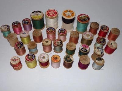 33 pc Lot - Vintage Wooden Sewing Thread Spools - Image 1 of 3