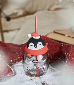 Starbucks 2022 China Christmas Cute Penguin 22oz Glas Tasse - Bild 1 von 5