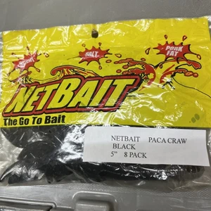 NetBait 5” Paca Craw BLACK  Craw 8 Pack JIG TRAILER/DROP SHOT/ BUZZ BAIT /BASS - Picture 1 of 11