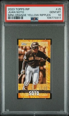 2023 Topps Rip - Mini Juan Soto #MRIP-JS Orange Yellow Ripples /65 PSA 10 POP 2 - Image 1 of 2