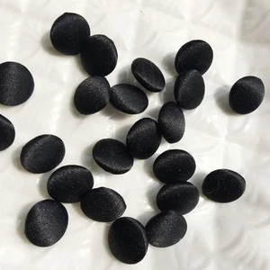 50PC Black 1/2 Inch Satin Cloth Buttons with Shank and Buttonhole Set for Bridal - Picture 1 of 3