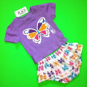NEW! 'Butterfly' Baby Girls 2 Pc Outfit Set Shirt Shorts 6-9 Months Gift! $19.95 - Picture 1 of 5