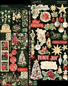 Graphic45 MERRY & BRIGHT CARDSTOCK STICKER SET scrapbooking CHRISTMAS - Picture 1 of 3