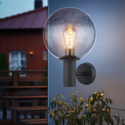 Außenlampe Fassadenleuchte Wandlampe Glaskugel rauch Balkonlampe Gartenleuchte - Bild 1 von 4