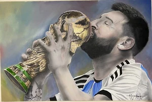 Lionel Messi 24x36 Oil Painting Portrait By Arsenio Echevarria - Picture 1 of 4