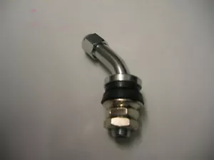 NEW 8MM 45 DEGREE TUBELESS TYRE VALVE CHROME INSIDE NUT - Picture 1 of 1