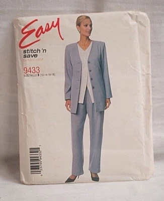 Easy Stitch 'n Save 9433 Sewing Pattern Jacket Vest Pants Size B 12 ~ 18 NOS - Image 1 of 2