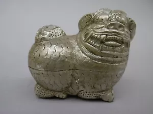 Cambodge boite chaux bétel argent Lion Singha Cambodia lime silver box Indochine - Picture 1 of 10