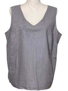 NORTON MCNAUGHTON Blue Embroidered V Neck Sleeveless Top Women's Size 1X NWT - Picture 1 of 12