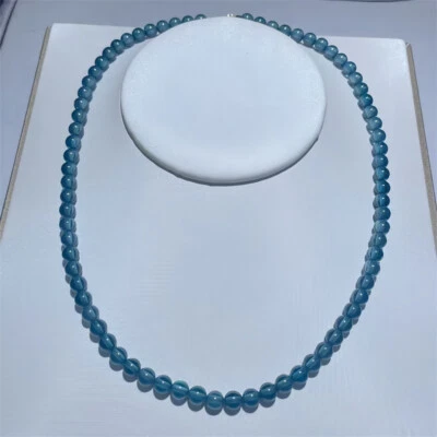 Top Quality Blue Green Star Sapphire 48cm Round Bead Necklace Lab-Created Gems - Image 1 of 4
