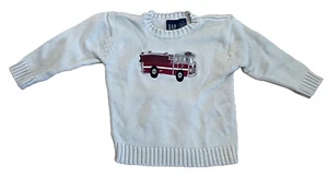 GAP Boys Firetruck Sweater Off White size XS 4-5     JR0113 - Bild 1 von 4