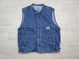 Vintage Guess Jeans Denim Vest Men's (XL) USA Workwear Dark Wash 90s Streetwear - Picture 1 of 12