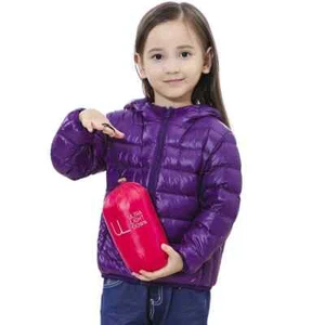 0-10℃ Down Hooded Kids Winter Jackets Ultra Light Portable Girls Winter Puffer - Picture 1 of 24
