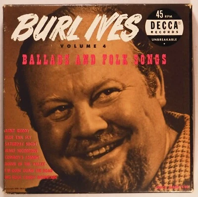 BURL IVES, VOL. 4, BALLADS & FOLK SONGS / 3 X 7 INCH 45 RPM BOX / DECCA 9-90 - Image 1 of 4