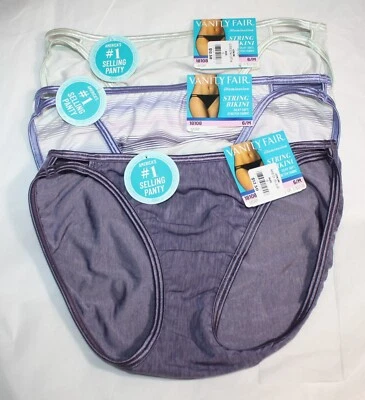 NUEVO CON ETIQUETAS CONJUNTO DE 3 BIKINI VANITY FAIR ILLUMINATION STRING 18108 RAYAS VERDES MORADAS Foto 1 de 4