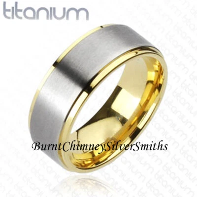 Titanium and Gold IP Ring, Custom LASER Engraving Available 3152 - Image 1 of 3
