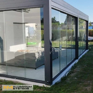 SONDERPREIS!Glasschiebewand Glaswand Glasschiebetür Terrassendach 4 m x 2,5 m - Bild 1 von 24