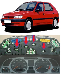 ✅ Dashboard Instrument Cluster Speedo ✅ 4 x LED Bulbs PEUGEOT 306 93-01 Project - Picture 1 of 7