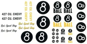 #8 Ball Leo's Speed Shop race car DECAL SHEET - Picture 1 of 1