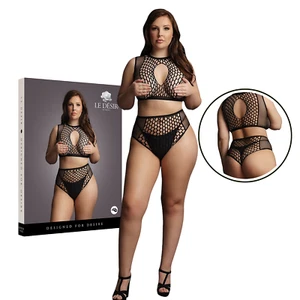 Fishnet Duo Net Key Hole Bra Set Plus Size Stretchable Fabric Women's Underwear - Picture 1 of 7
